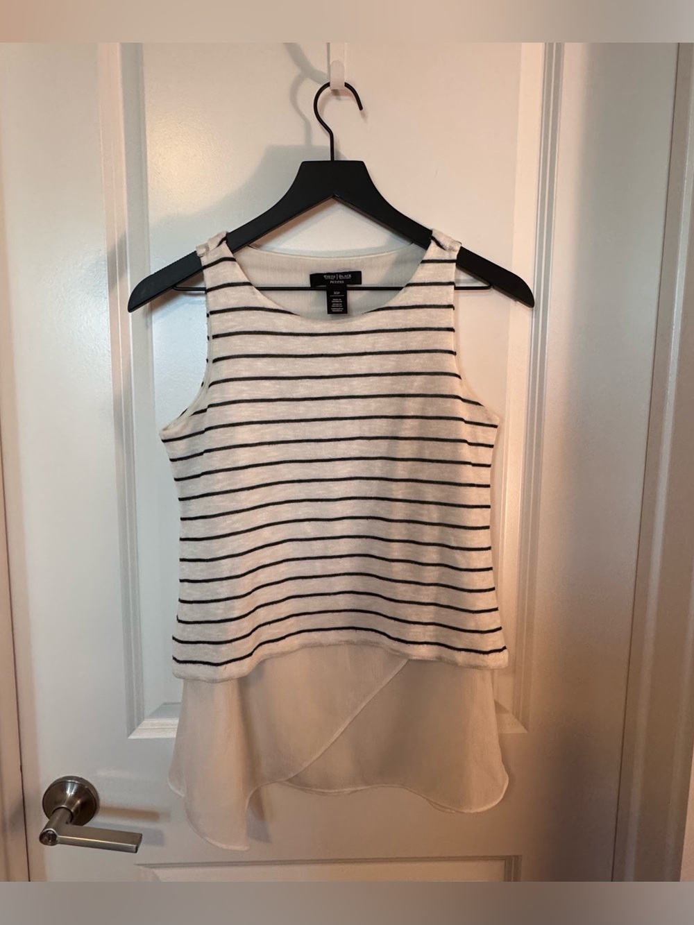 White House Black Market Petite XSP Striped Layered Back Sleeveless Top